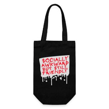 Socially Awkward But Still Friendly Lustig Spruch - Geschenkbeutel für Flaschen - Schwarz - Vorne
