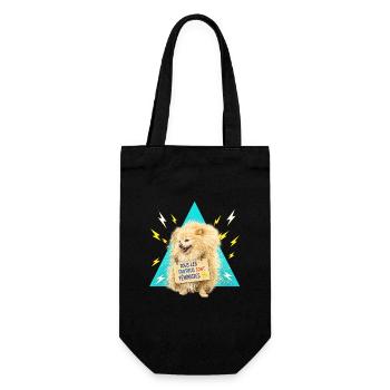 Chien féministe sur triangle bleu - Sac à bouteille - noir - Devant