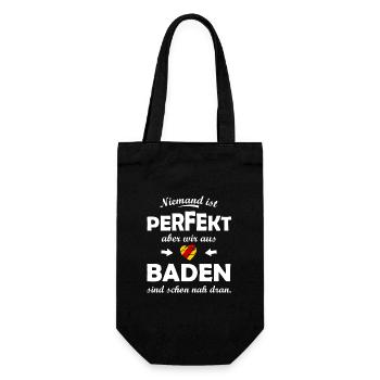 Niemand ist perfekt, aber wir aus Baden - Geschenkbeutel für Flaschen - Schwarz - Vorne