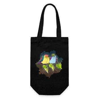Bunte Vögel - Geschenkbeutel für Flaschen - Schwarz - Vorne