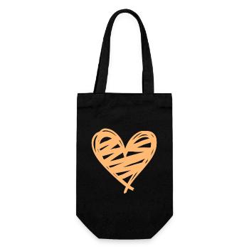 Heart - Gift Bag for Bottles - black - Front