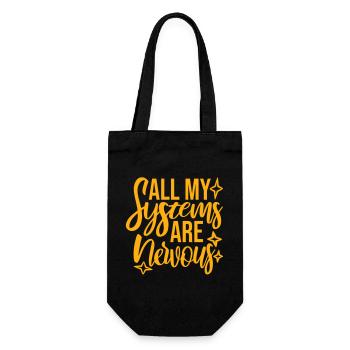 Tous mes systèmes sont nerveux, peur drôle, logo de nerd - Sac à bouteille - noir - Devant