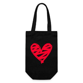 Heart - Gift Bag for Bottles - black - Front