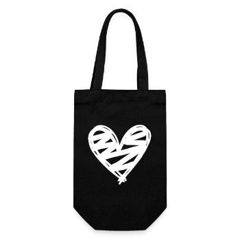 Heart - Gift Bag for Bottles - black - Front