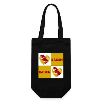 Baden Herz Quadrat - Geschenkbeutel für Flaschen - Schwarz - Vorne