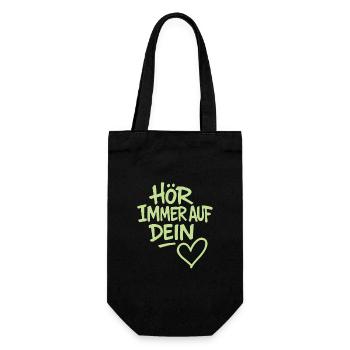 Hör immer auf dein Herz - Geschenkbeutel für Flaschen - Schwarz - Vorne