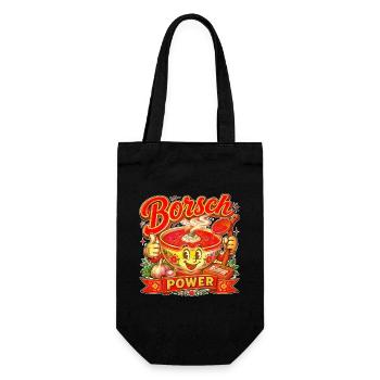 Borsch Power — Art de soupe de mascotte de dessins animés rétro - Sac à bouteille - noir - Devant
