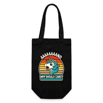Unicorn Retro Sonnenuntergang Meme Mir egal - Geschenkbeutel für Flaschen - Schwarz - Vorne
