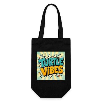 Turtle Vibes Comic - Geschenkbeutel für Flaschen - Schwarz - Vorne
