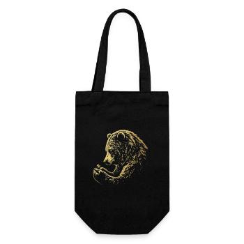 Forêt rétro de l’ours grizzli doré et des abeilles - Sac à bouteille - noir - Devant
