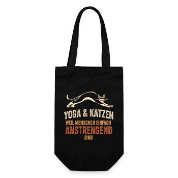Katzenmama Geschenk Yoga Spruch - Geschenkbeutel für Flaschen - Schwarz - Vorne