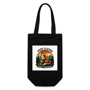 Stay Clever Stay Curious Fox Vintage - Gift Bag for Bottles - black - Front