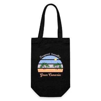Gran Canaria Palmenstrand Retro - Geschenkbeutel für Flaschen - Schwarz - Vorne
