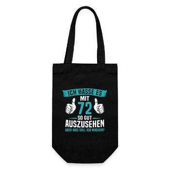 72Jahre 72. Geburtstag Mann Frau 72 Jahre - Geschenkbeutel für Flaschen - Schwarz - Vorne