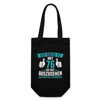 76 Jahre 76. Geburtstag Mann Frau 76 Jahre - Geschenkbeutel für Flaschen - Schwarz - Vorne