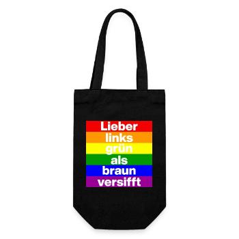 ICH BIN GERNE LINKS GRÜN VERSIFFT, NO NZS, FRIEDEN - Geschenkbeutel für Flaschen - Schwarz - Vorne