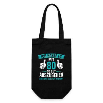 80 Jahre 80. Geburtstag Mann Frau 80 Jahre - Geschenkbeutel für Flaschen - Schwarz - Vorne