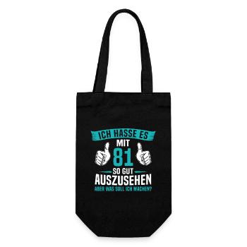 81 Jahre 81. Geburtstag Mann Frau 81 Jahre - Geschenkbeutel für Flaschen - Schwarz - Vorne