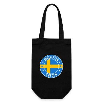 Skelleftea Swedish Flag Circle Emblem - Gift Bag for Bottles - black - Front