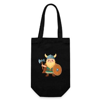 Petit Viking de dessin animé avec bouclier et hache de combat - Sac à bouteille - noir - Devant