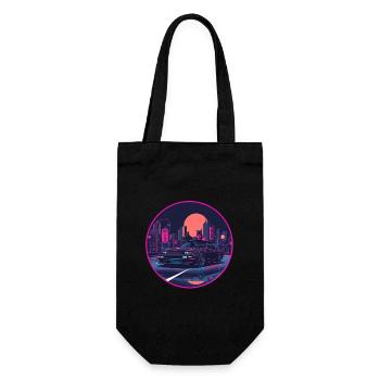 Retro 80er JDM Schrägheck Neon Tokyo Emblem - Geschenkbeutel für Flaschen - Schwarz - Vorne