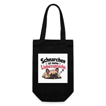 Schnarchen ist meine Liebessprache Hund - Geschenkbeutel für Flaschen - Schwarz - Vorne