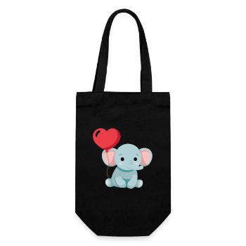 Petit éléphant mignon - Sac à bouteille - noir - Devant