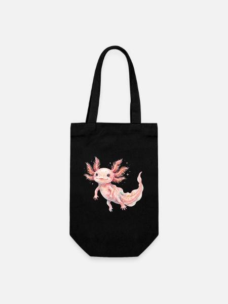 Niedliches rosa Baby-Axolotl im Aquarellstil - Geschenkbeutel für Flaschen - Schwarz