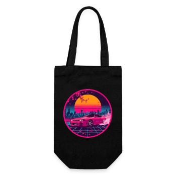 Retro 90er JDM R33 Sakura City Raster-Emblem - Geschenkbeutel für Flaschen - Schwarz - Vorne