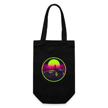 90er Synthwave R32 Retro JDM Neon Sun Aufkleber - Geschenkbeutel für Flaschen - Schwarz - Vorne