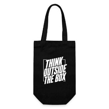 Think outside the box – White Saying & Statement - Gift Bag for Bottles - black - Front