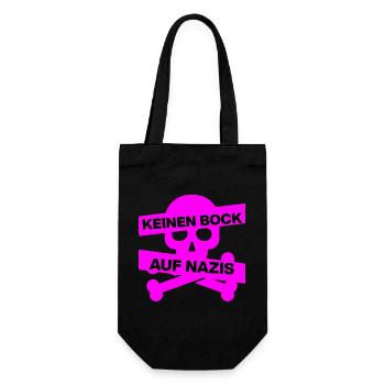 KEINEN BOCK AUF NAZIS, NO NZS, NO AFD, PINK SKULL - Geschenkbeutel für Flaschen - Schwarz - Vorne