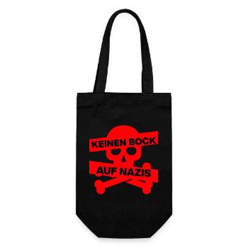 KEINEN BOCK AUF NAZIS, NO NZS, NO AFD, ROT - Geschenkbeutel für Flaschen - Schwarz - Vorne