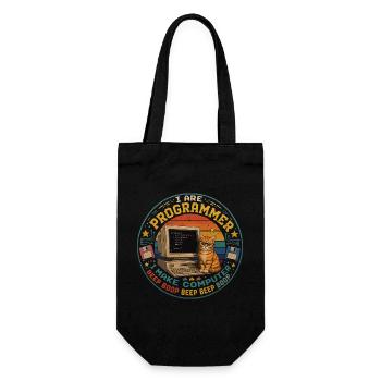Katzen-Computer-Programmierer Retro-Vintage-Humor - Geschenkbeutel für Flaschen - Schwarz - Vorne