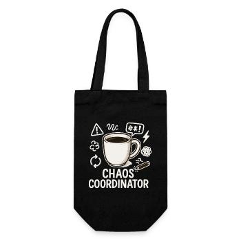 Chaos Coordinator Kaffee: Geschenk für die beste M - Geschenkbeutel für Flaschen - Schwarz - Vorne