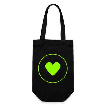 Green Heart Circle | Minimal Herz Design - Geschenkbeutel für Flaschen - Schwarz - Vorne