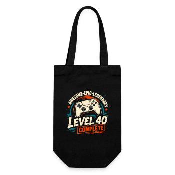 Level 40: Geschenk zum 40 abgeschlossen. Geburtstag - Geschenkbeutel für Flaschen - Schwarz - Vorne