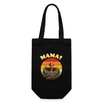 Mama Hatch Nest Retro Sonnenuntergang - Geschenkbeutel für Flaschen - Schwarz - Vorne
