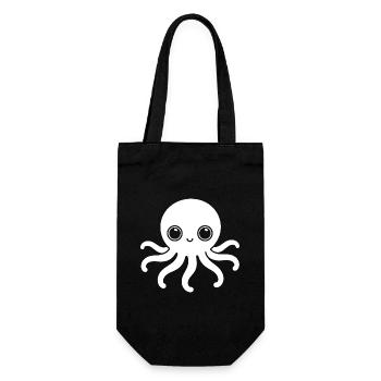 Süßer Oktopus One Line Kawaii Motiv - Geschenkbeutel für Flaschen - Schwarz - Vorne
