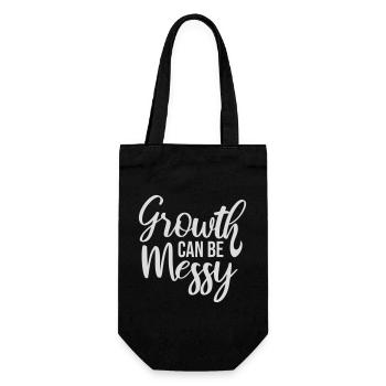 Growth Can Be Messy Persönlich Wachstum Zitat Logo - Geschenkbeutel für Flaschen - Schwarz - Vorne
