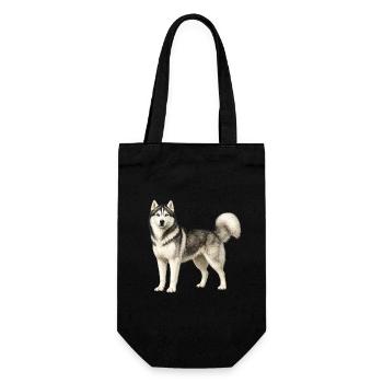 Husky Portrait im Nebel - Geschenkbeutel für Flaschen - Schwarz - Vorne