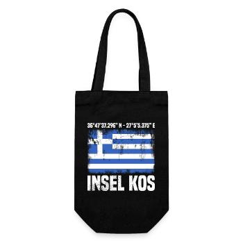Insel Kos Koordinaten - Geschenkbeutel für Flaschen - Schwarz - Vorne