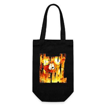 Flammender Schädel Heavy Metal Schriftzug - Geschenkbeutel für Flaschen - Schwarz - Vorne