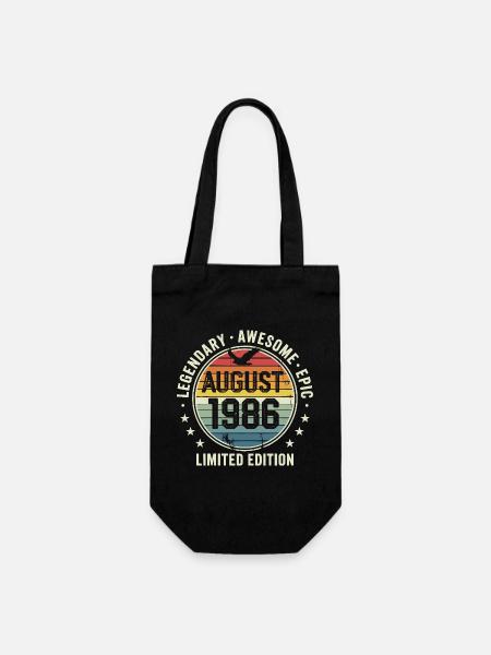 Legendäres Retro-Vintage-Jubiläum im August 1986 - Geschenkbeutel für Flaschen - Schwarz