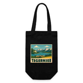Tegernsee Minimal - Geschenkbeutel für Flaschen - Schwarz - Vorne