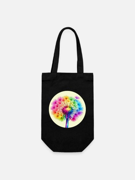 Regenbogen-Pusteblume - Geschenkbeutel für Flaschen - Schwarz