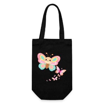 Pastellschmetterling Motiv - Geschenkbeutel für Flaschen - Schwarz - Vorne