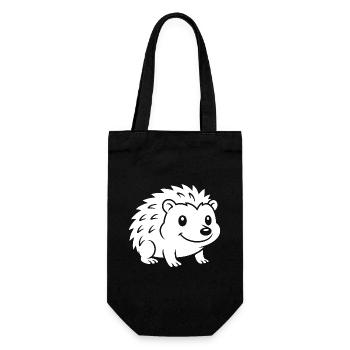 Igel Silhouette Herbst Tiermotiv - Geschenkbeutel für Flaschen - Schwarz - Vorne