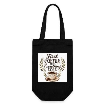 D’abord un café, puis tout le reste | Café vintage - Sac à bouteille - noir - Devant