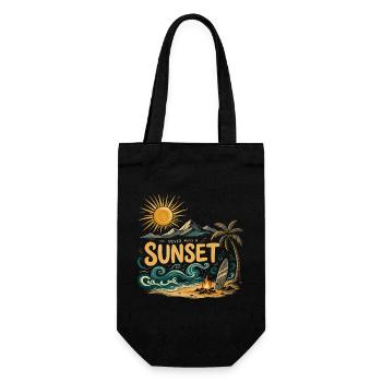Sunset on the beach surf - Gift Bag for Bottles - black - Front